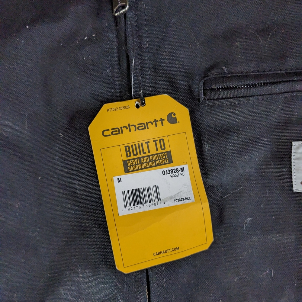 Carhartt Men's Black Canvas Jacket Flannel Lined FedEx Relaxed Fit Size Medium - Picture 8 of 12